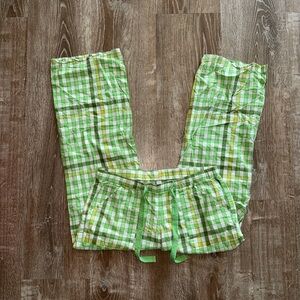 Vintage Y2K Green Plaid Pajamas Pants